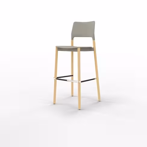 Chaise haute 4 pieds Arn - assise et dossier séparés - polypropylène - piétement bois