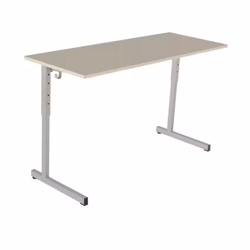 Table Doga 130x50 cm réglable - beige Pyla/gris alu - chants plastique - piétement gris alu - par 2