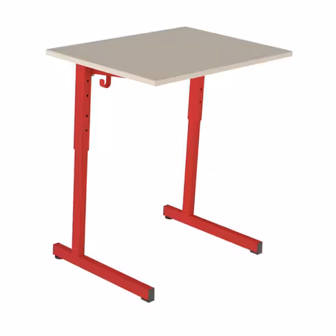 Table Doga 70x50 cm réglable - beige Pyla/rouge Orient - chants plastique - piétement rouge Orient - par 2