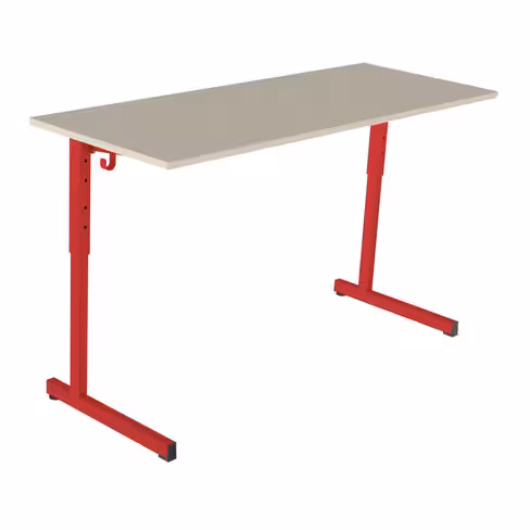 Table Doga 130x50 cm réglable - beige Pyla/rouge Orient - chants plastique - piétement rouge Orient - par 2