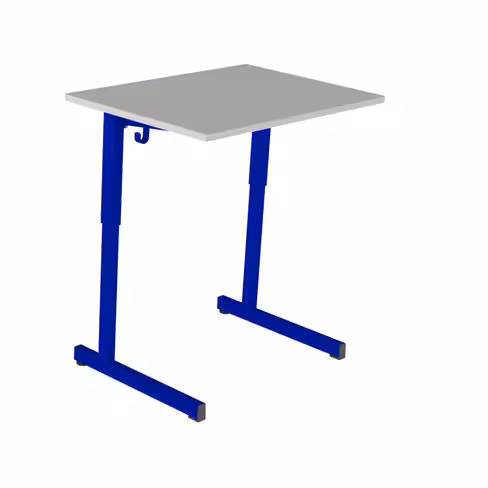 Table Doga 70x50 cm réglable - gris nimbus/bleu - chants plastique - piétement bleu Ouessant - par 2