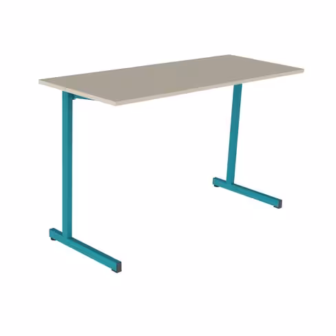 Table Doga 130x50 cm T6 - beige Pyla/bleu-vert récif - chants plastique - piétement bleu-vert récif - par 2