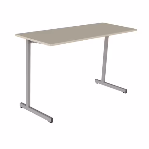 Table Doga 130x50 cm T- - beige Pyla/gris alu - chants plastique - piétement gris alu - par 2