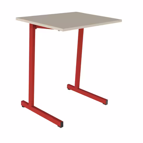 Table Doga 70x50 cm T6 - beige Pyla/rouge Orient - chants plastique - piétement rouge Orient - par 2