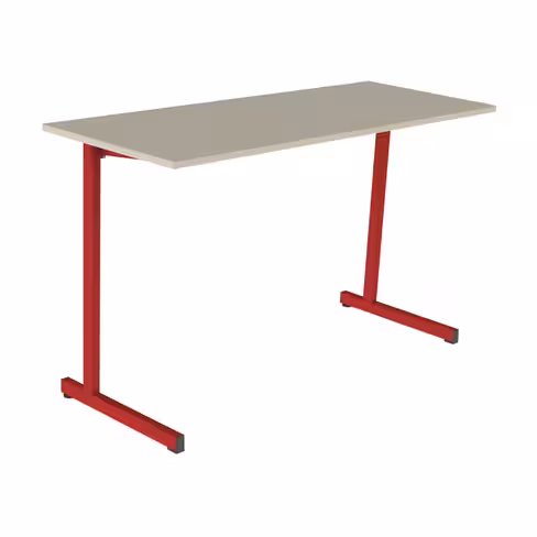 Table Doga 130x50 cm T6 - beige Pyla/rouge Orient - chants plastique - piétement rouge Orient - par 2