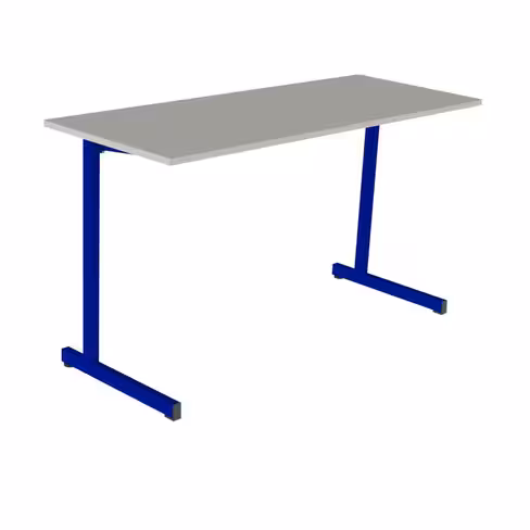 Table Doga 130x50 cm T6 - gris nimbus/bleu Ouessant - chants plastique - piétement bleu Ouessant - par 2
