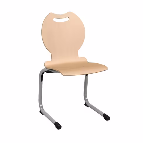 Chaise appui sur table Bandana - coque bois hêtre - piétement aluminium époxy - taille 5 - lot de 4