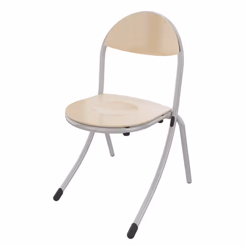 Chaise appui sur table Rond'O - assise dossier séparés hêtre naturel - piétement acier gris alu - taille 6 - lot de 4