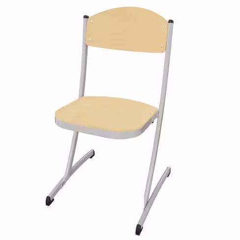 Chaise appui sur table Zen - assise dossier séparés hêtre vernis naturel - piétement acier gris alu - lot de 4