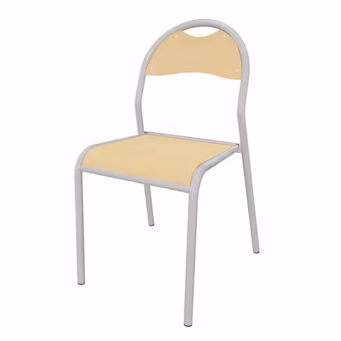 Chaise Zen - 4 pieds - assise dossier séparés hêtre vernis naturel - piétement acier gris alu - lot de 4