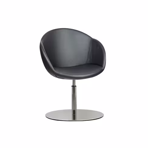 Fauteuil sur embase centrale Evy - cuir - unicolore