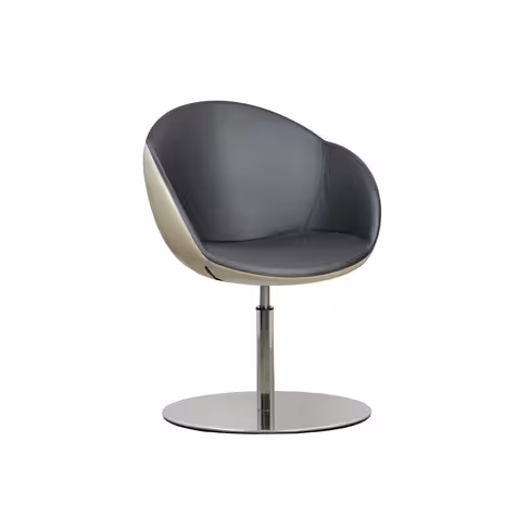 Fauteuil sur embase centrale Evy - cuir - bicolore
