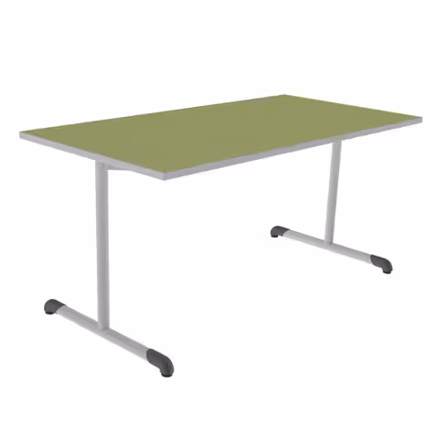 Table Bandana - 160 x 80 cm - piétement à dégagement latéral époxy - plateau softop - chants ABS gris - T6