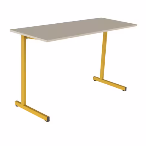 Table Doga 130x50 cm T6 - beige Pyla/jaune ducat - chants plastique - piétement jaune ducat - par 2