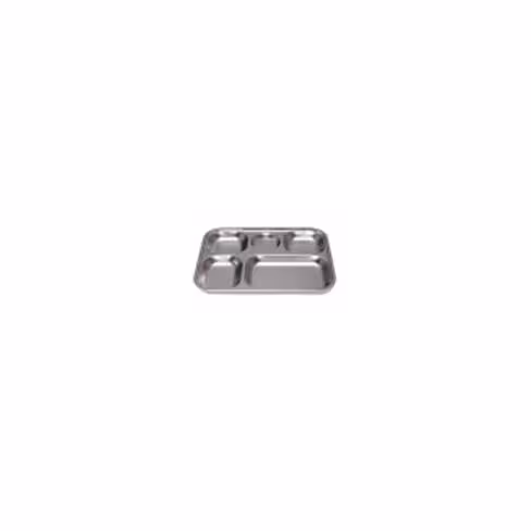 Plateau rectangulaire inox 5 compartiments - lot de 12