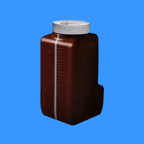 Flacon 3 litres NFT pour urine de 24h, marron, gradué, avec système de transfert x 30