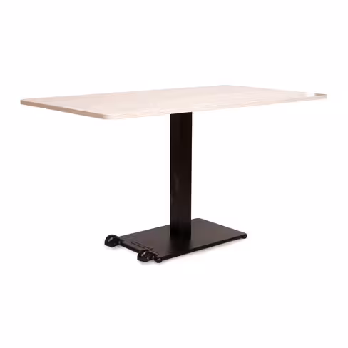 Table Ziiit - 140 x 90 cm - plateau stratifié antibactérien chant ABS - piétement central acier fonte noir