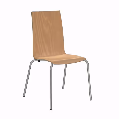 Chaise 4 pieds Cocoon - coque rectiligne hêtre teinté - piétement époxy - lot de 4