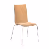 Chaise 4 pieds Cocoon - coque rectiligne hêtre verni naturel - piétement chrome - lot de 4