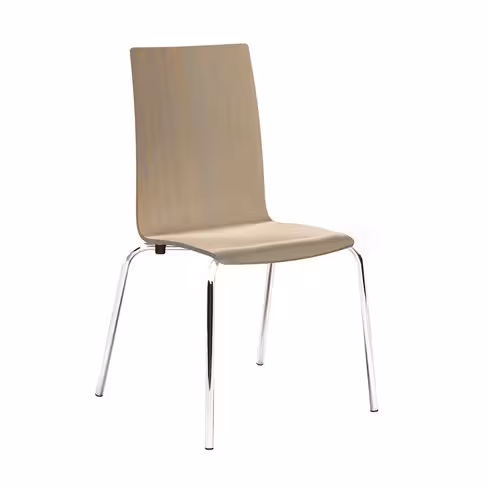 Chaise 4 pieds Cocoon - coque rectiligne hêtre teinté - piétement chrome - lot de 4