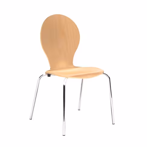 Chaise 4 pieds Cocoon - coque curviligne hêtre verni naturel - piétement chrome - lot de 4