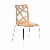 Chaise 4 pieds Cocoon avec motifs design - hêtre verni naturel - piétement chrome - lot de 4