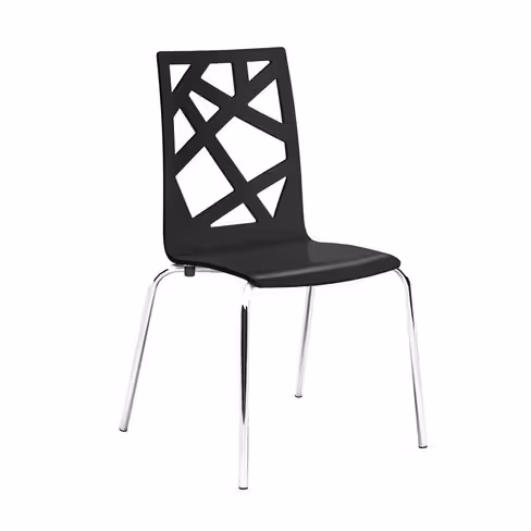 Chaise 4 pieds Cocoon avec motifs design - laquée - piétement chrome - lot de 4