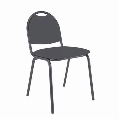 Chaise 4 pieds Arioso - textile enduit anthracite - piétement noir - empilable - lot de 4