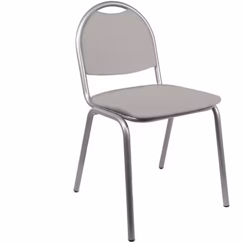 Chaise 4 pieds Arioso - textile enduit gris clair - piétement gris alu - empilable - lot de 4