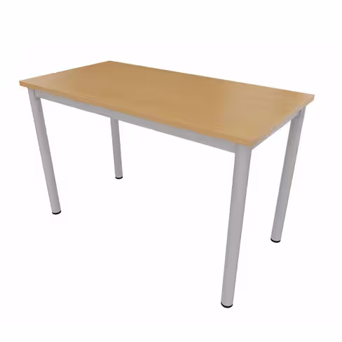 Table rectangulaire Compo - 120 x 60 cm - piétement gris alu - plateau hêtre naturel