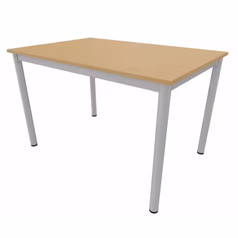 Table rectangulaire Compo - 120 x 80 cm - piétement gris alu - plateau hêtre naturel