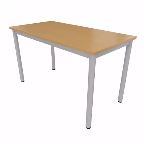 Table rectangulaire Compo - 130 x 65 cm - piétement gris alu - plateau hêtre naturel