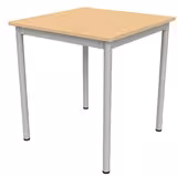 Table carrée Compo - 80 x 80 cm - piétement gris alu - plateau hêtre naturel
