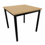 Table carrée Artense - 80 x 80 cm - piétement noir - plateau hêtre naturel - chant alaisé hêtre verni naturel
