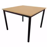 Table carrée Artense - 100 x 100 cm - piétement noir - plateau hêtre naturel - chant alaisé hêtre verni naturel