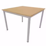 Table carrée Artense - 100 x 100 cm - piétement gris alu - plateau hêtre naturel - chant alaisé hêtre verni naturel