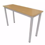 Table rectangulaire Artense - 120 x 40 cm - piétement gris alu - plateau hêtre naturel - chant alaisé hêtre verni