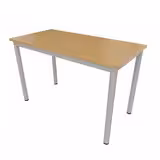 Table rectangulaire Artense - 120 x 60 cm - piétement gris alu - plateau hêtre naturel - chant alaisé hêtre verni