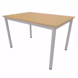 Table rectangulaire Artense - 120 x 80 cm - piétement gris alu - plateau hêtre naturel - chant alaisé hêtre verni