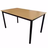 Table rectangulaire Artense - 140 x 80 cm - piétement noir - plateau hêtre naturel - chant alaisé hêtre verni naturel