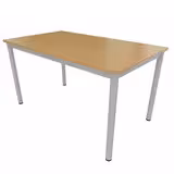 Table rectangulaire Artense - 140 x 80 cm - piétement gris alu - plateau hêtre naturel - chant alaisé hêtre verni