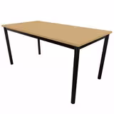 Table rectangulaire Artense - 160 x 80 cm - piétement noir - plateau hêtre naturel - chant alaisé hêtre verni naturel