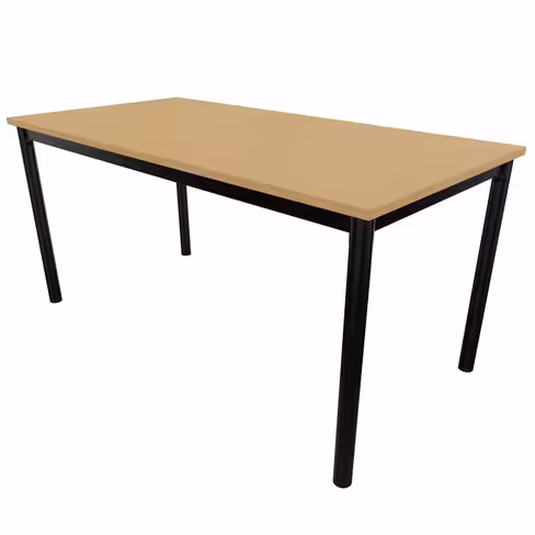 Table rectangulaire Artense - 160 x 80 cm - piétement noir - plateau hêtre naturel - chant alaisé hêtre verni naturel