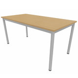 Table rectangulaire Artense - 160 x 80 cm - piétement gris alu - plateau hêtre naturel - chant alaisé hêtre verni