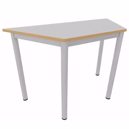 Table trapézoïdale Artense - 120 x 60 x 60 cm - piétement époxy - plateau stratifié - chant alaisé hêtre verni naturel