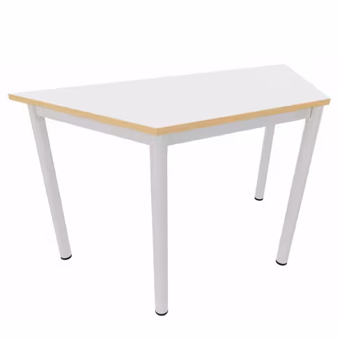 Table trapézoïdale Artense - 130 x 65 x 65 cm - piétement époxy - plateau stratifié - chant alaisé hêtre verni naturel