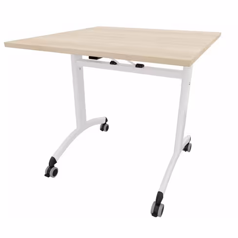 Table mobile rabattable carrée FT12 - 80 x 80 cm - piétement époxy - plateau mélaminé