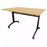 Table mobile rabattable rectangulaire FT12 - 120 x 80 cm - piétement noir - plateau mélaminé hêtre naturel