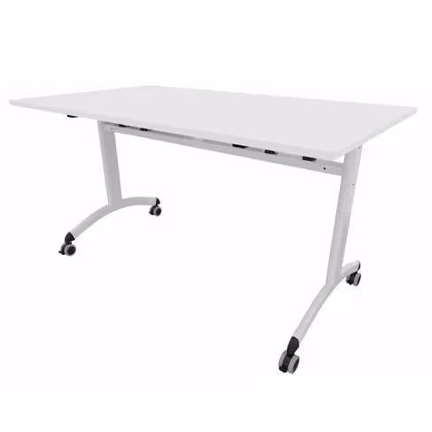 Table mobile rabattable rectangulaire FT12 - 140 x 80 cm - piétement époxy - plateau mélaminé
