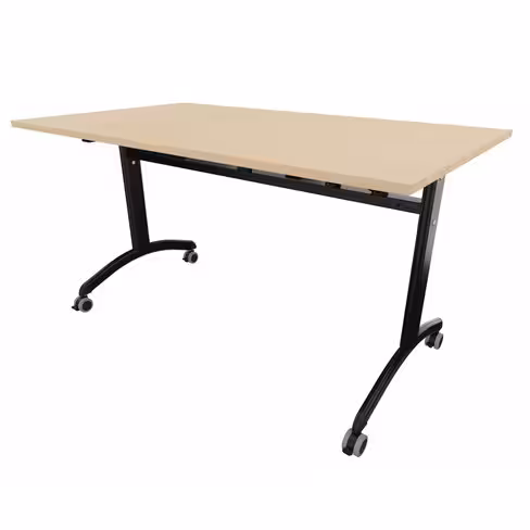 Table mobile rabattable rectangulaire FT12 - 140 x 80 cm - piétement époxy - plateau stratifié